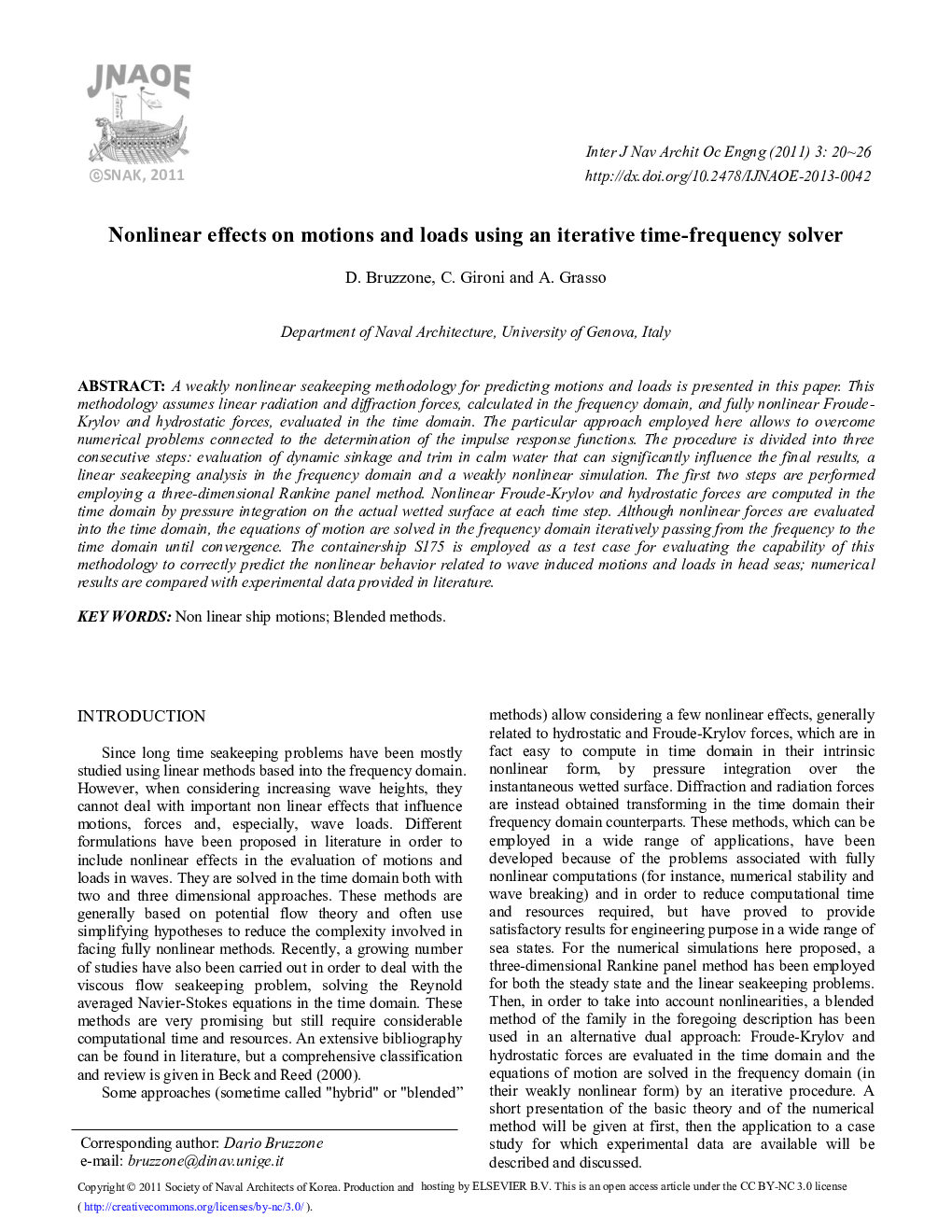 Nonlinear effects on motions and loads using an iterative time-frequency solver