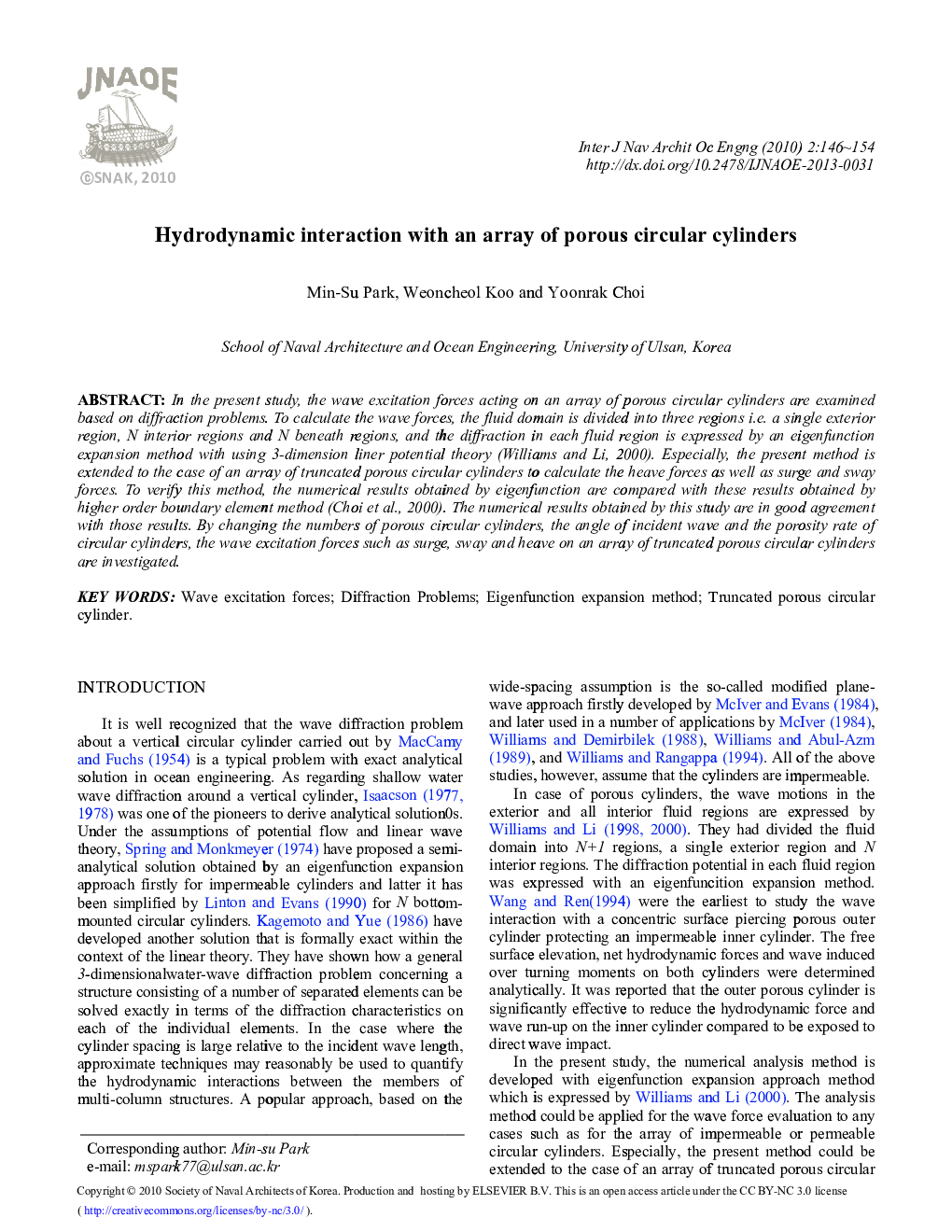 Hydrodynamic interaction with an array of porous circular cylinders