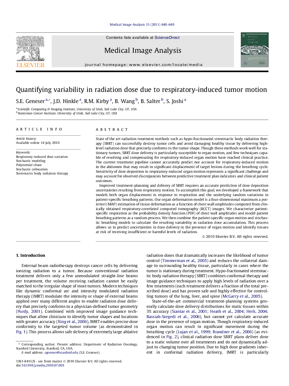 Quantifying variability in radiation dose due to respiratory-induced tumor motion