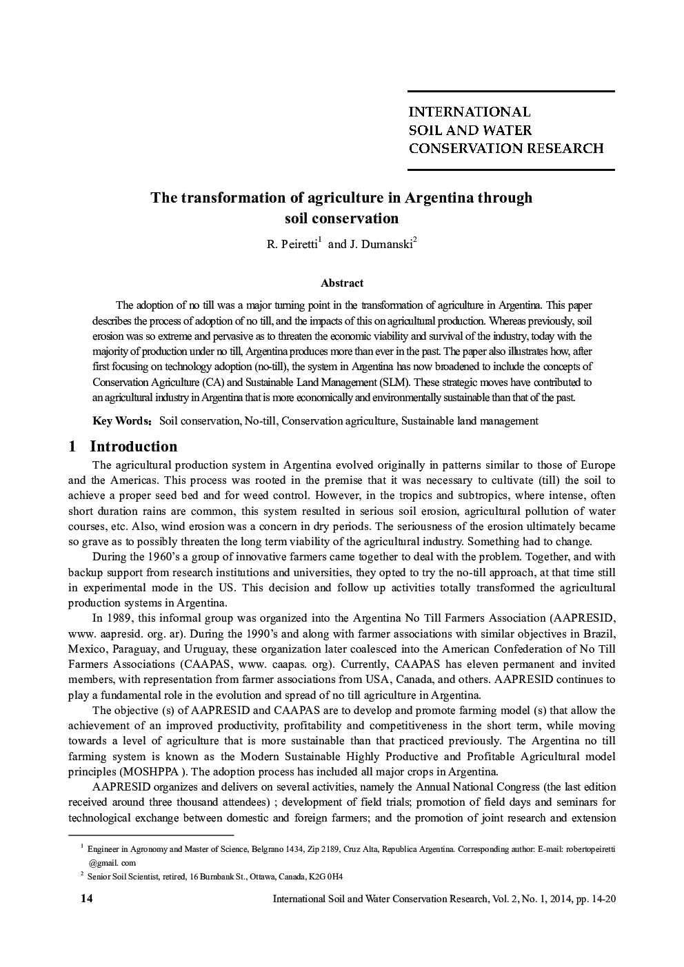 The transformation of agriculture in Argentina through soil conservation