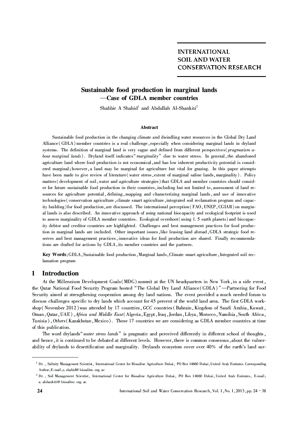 Sustainable food production in marginal lands—Case of GDLA member countries