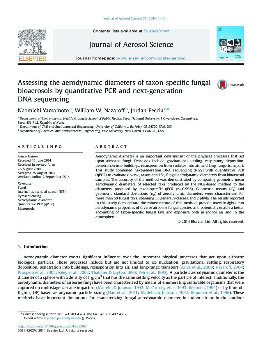 Assessing the aerodynamic diameters of taxon-specific fungal bioaerosols by quantitative PCR and next-generation DNA sequencing