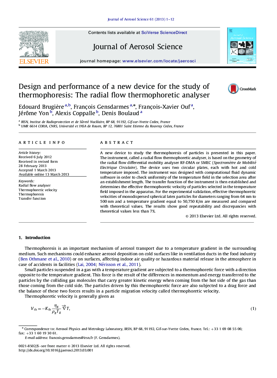 Design and performance of a new device for the study of thermophoresis: The radial flow thermophoretic analyser