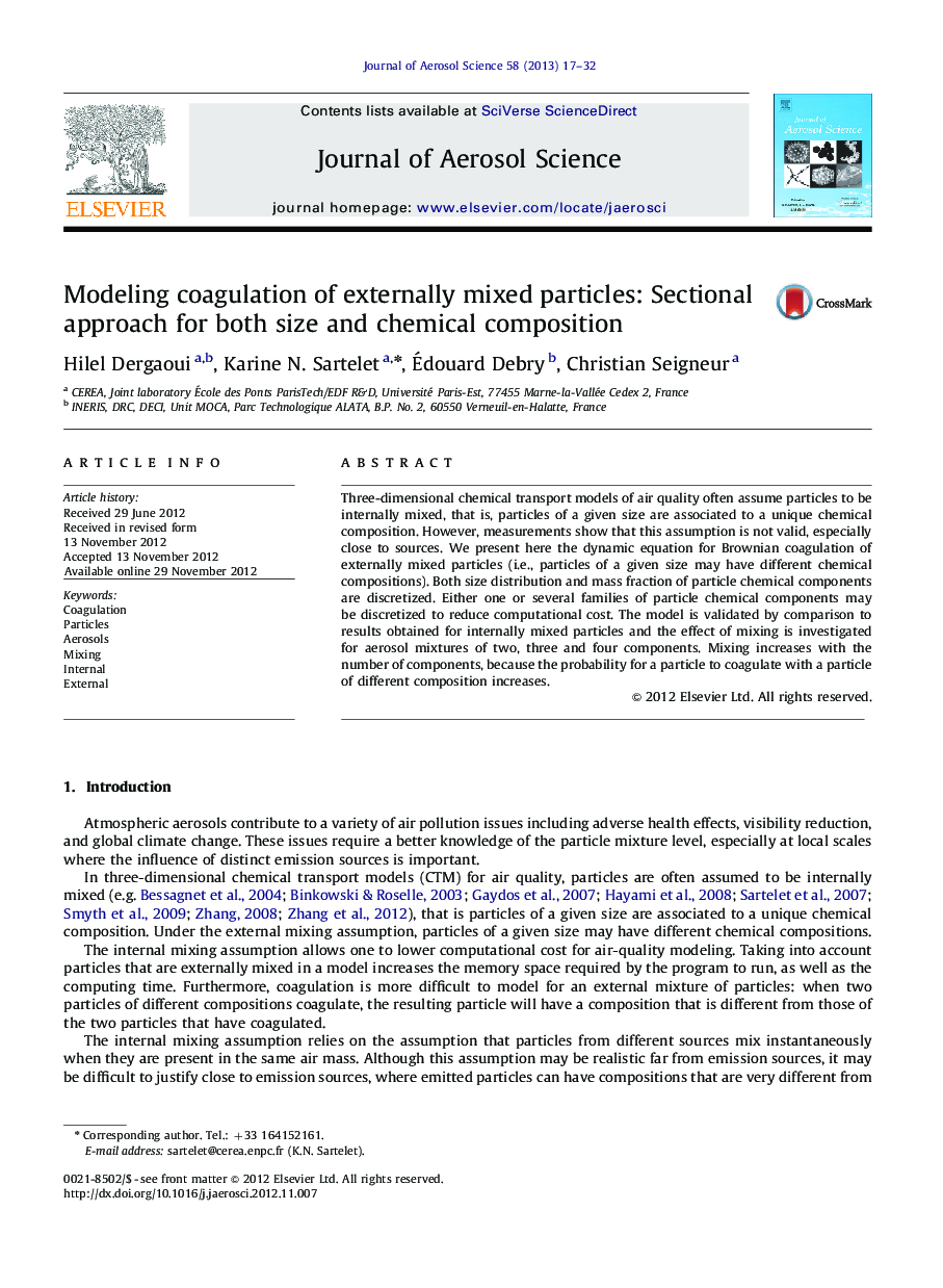 Modeling coagulation of externally mixed particles: Sectional approach for both size and chemical composition