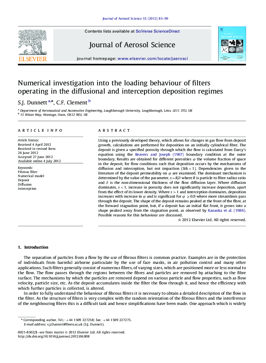 Numerical investigation into the loading behaviour of filters operating in the diffusional and interception deposition regimes