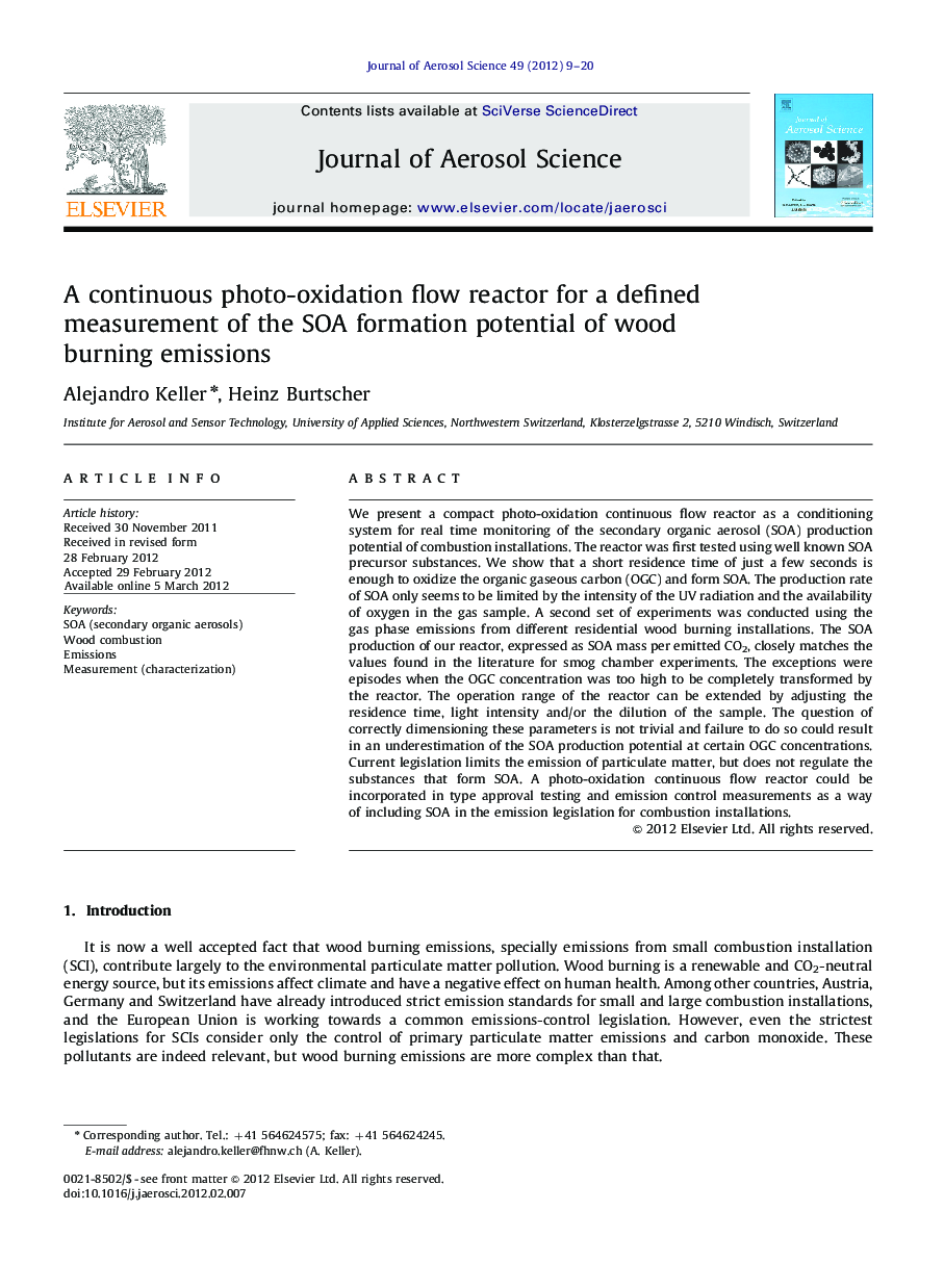 A continuous photo-oxidation flow reactor for a defined measurement of the SOA formation potential of wood burning emissions