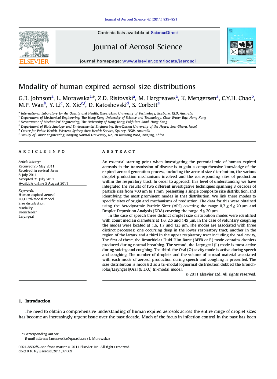 Modality of human expired aerosol size distributions