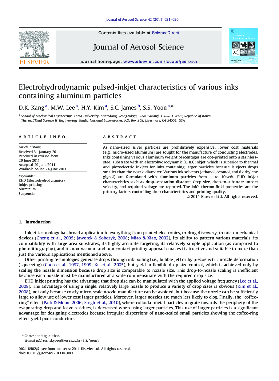 Electrohydrodynamic pulsed-inkjet characteristics of various inks containing aluminum particles