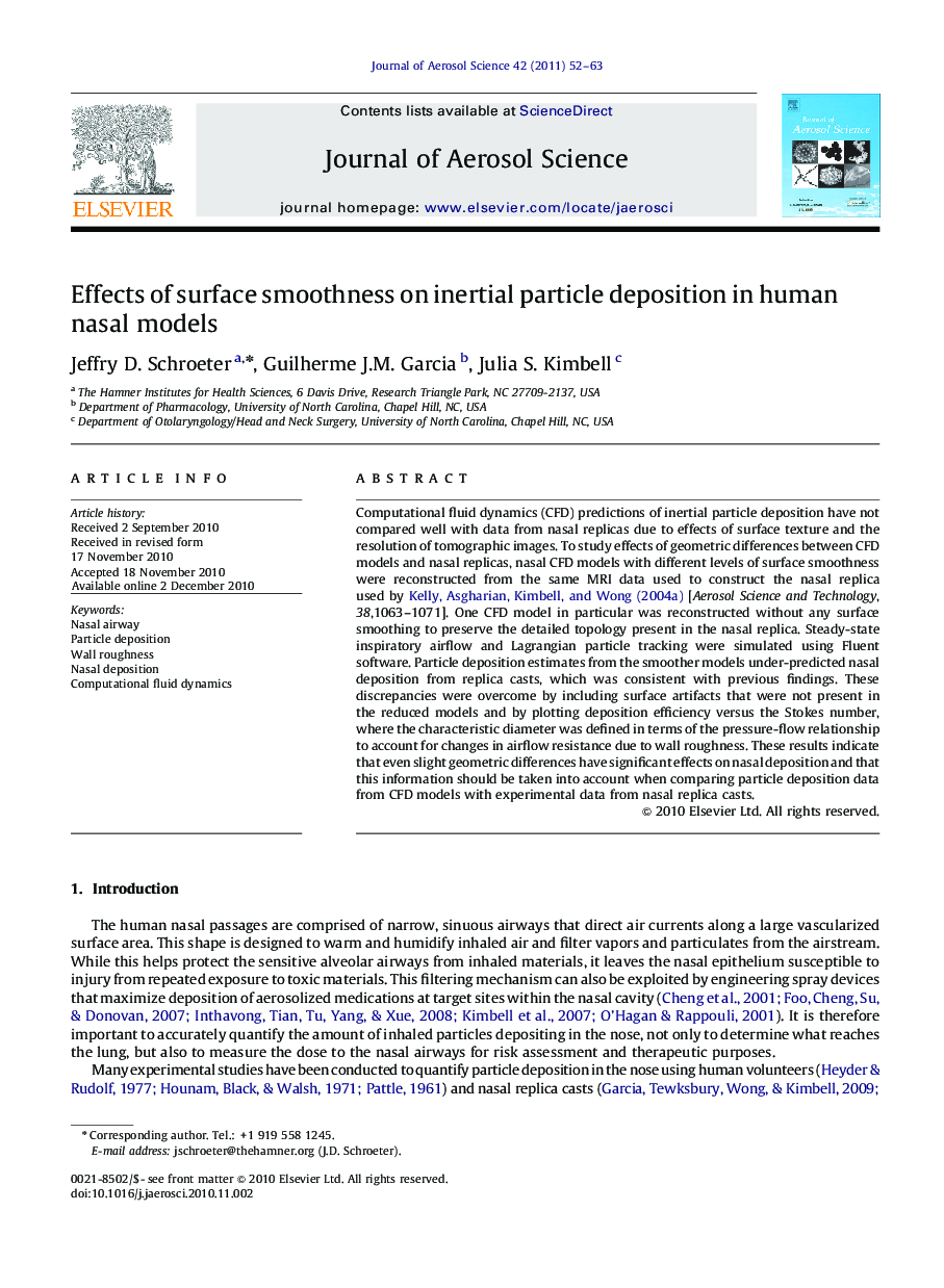 Effects of surface smoothness on inertial particle deposition in human nasal models