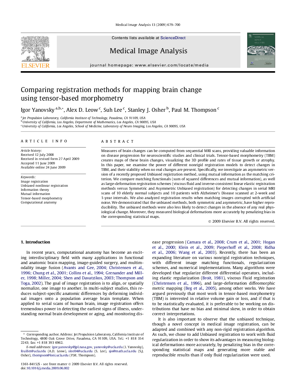 Comparing registration methods for mapping brain change using tensor-based morphometry