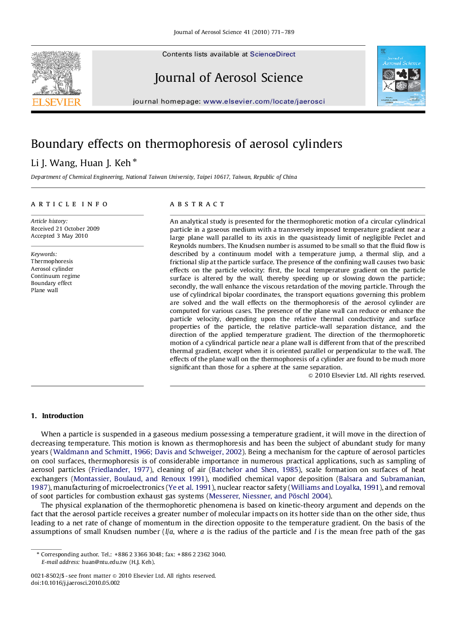 Boundary effects on thermophoresis of aerosol cylinders