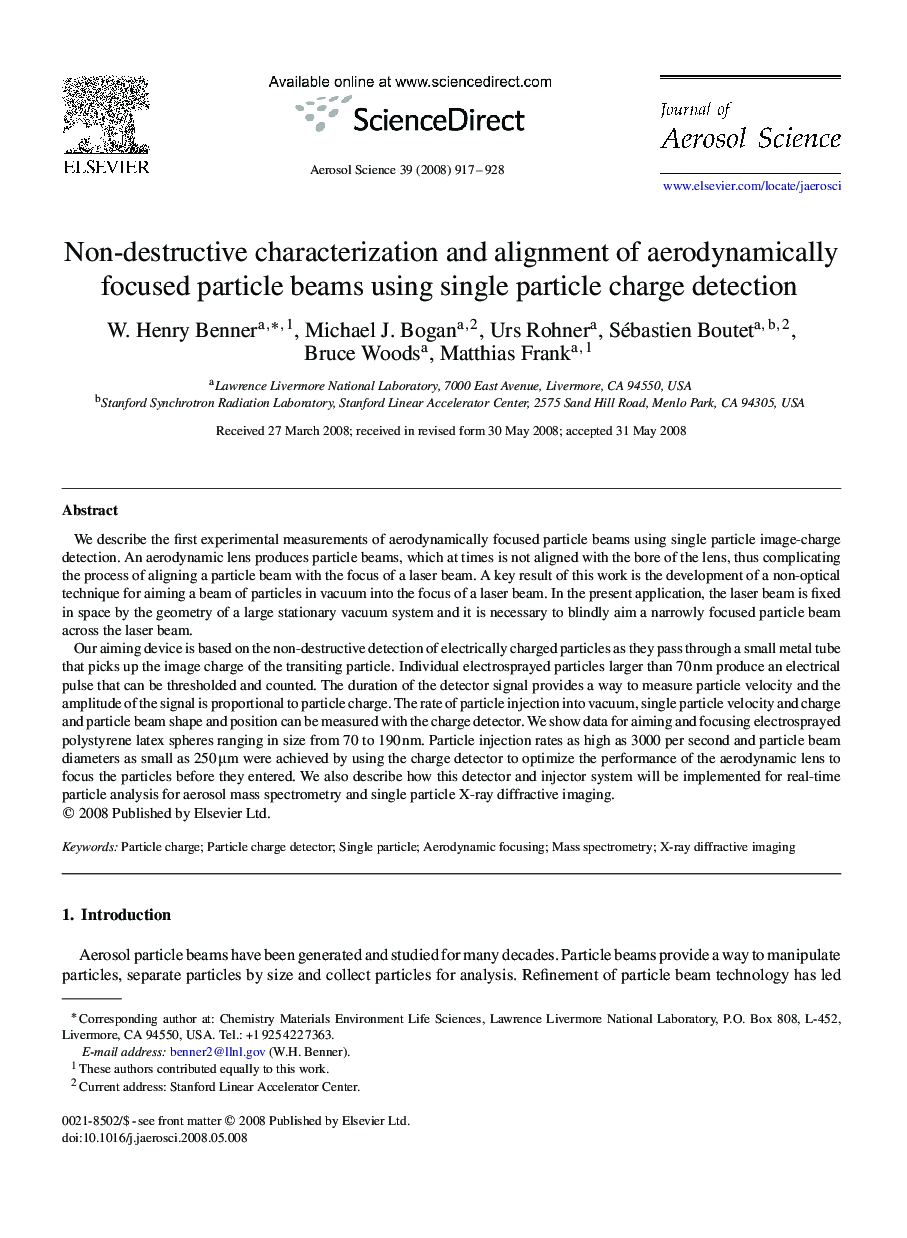 Non-destructive characterization and alignment of aerodynamically focused particle beams using single particle charge detection