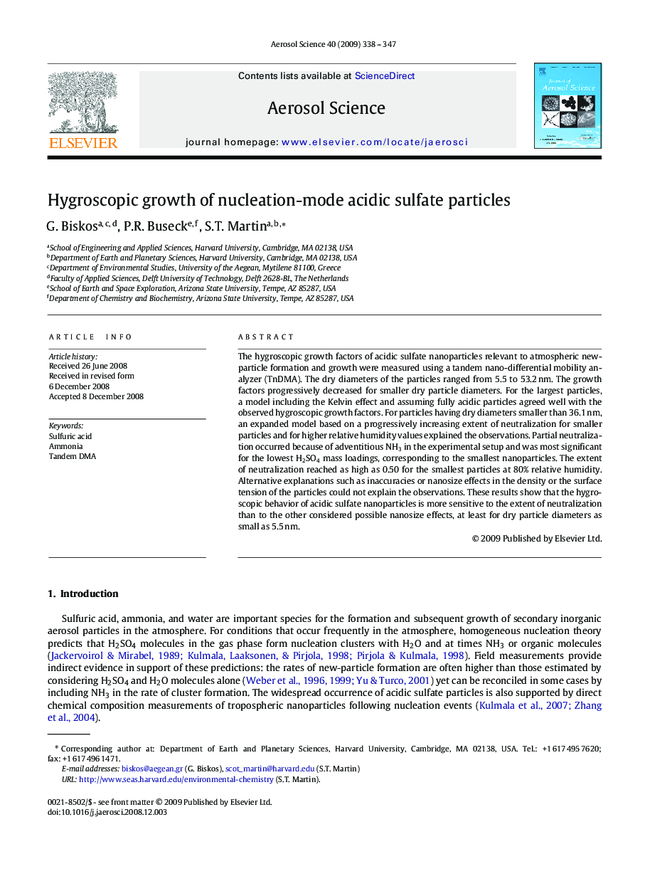 Hygroscopic growth of nucleation-mode acidic sulfate particles