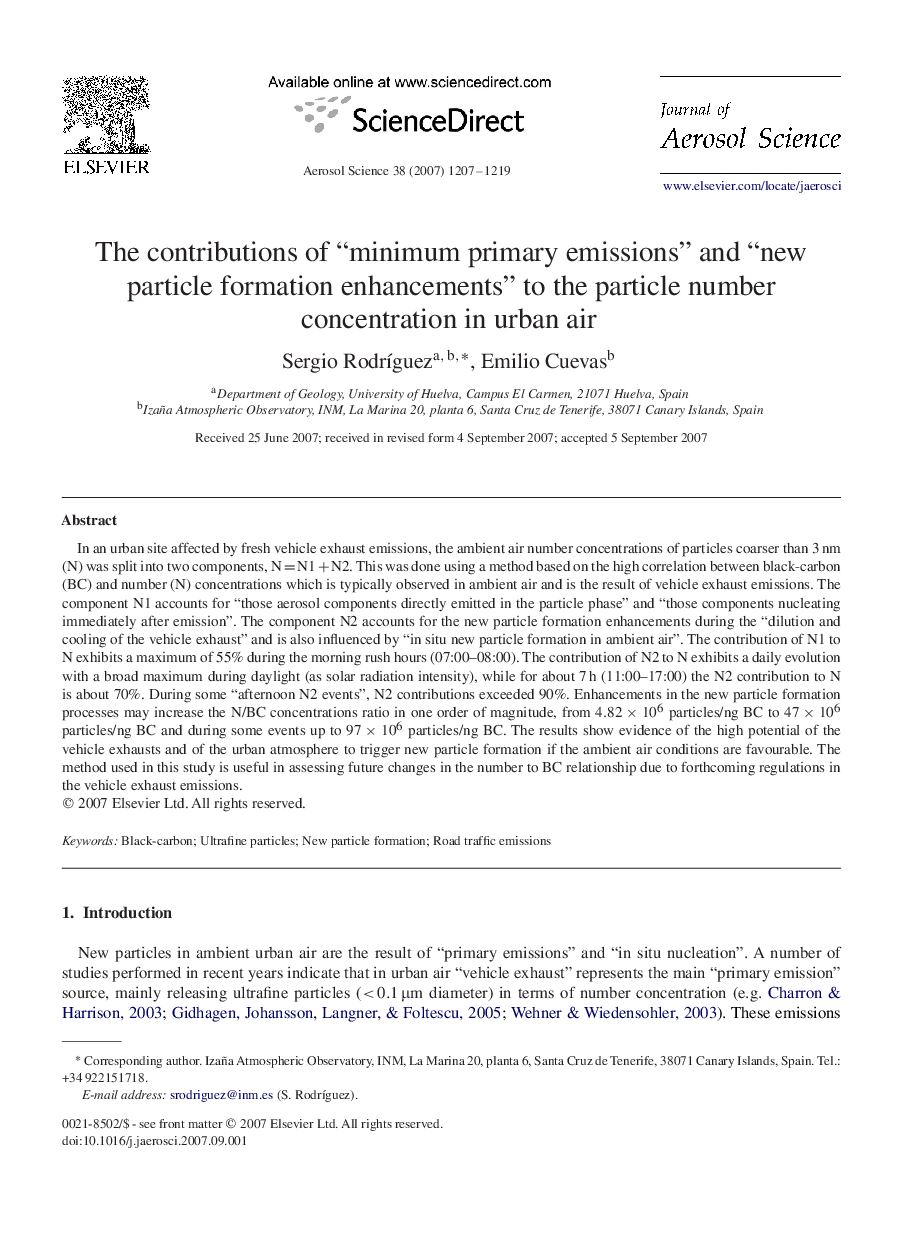 The contributions of “minimum primary emissions” and “new particle formation enhancements” to the particle number concentration in urban air