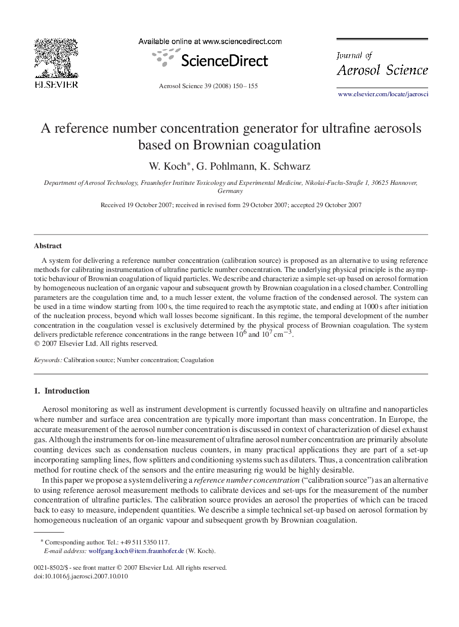 A reference number concentration generator for ultrafine aerosols based on Brownian coagulation