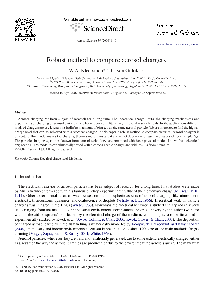 Robust method to compare aerosol chargers