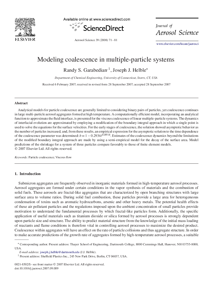 Modeling coalescence in multiple-particle systems