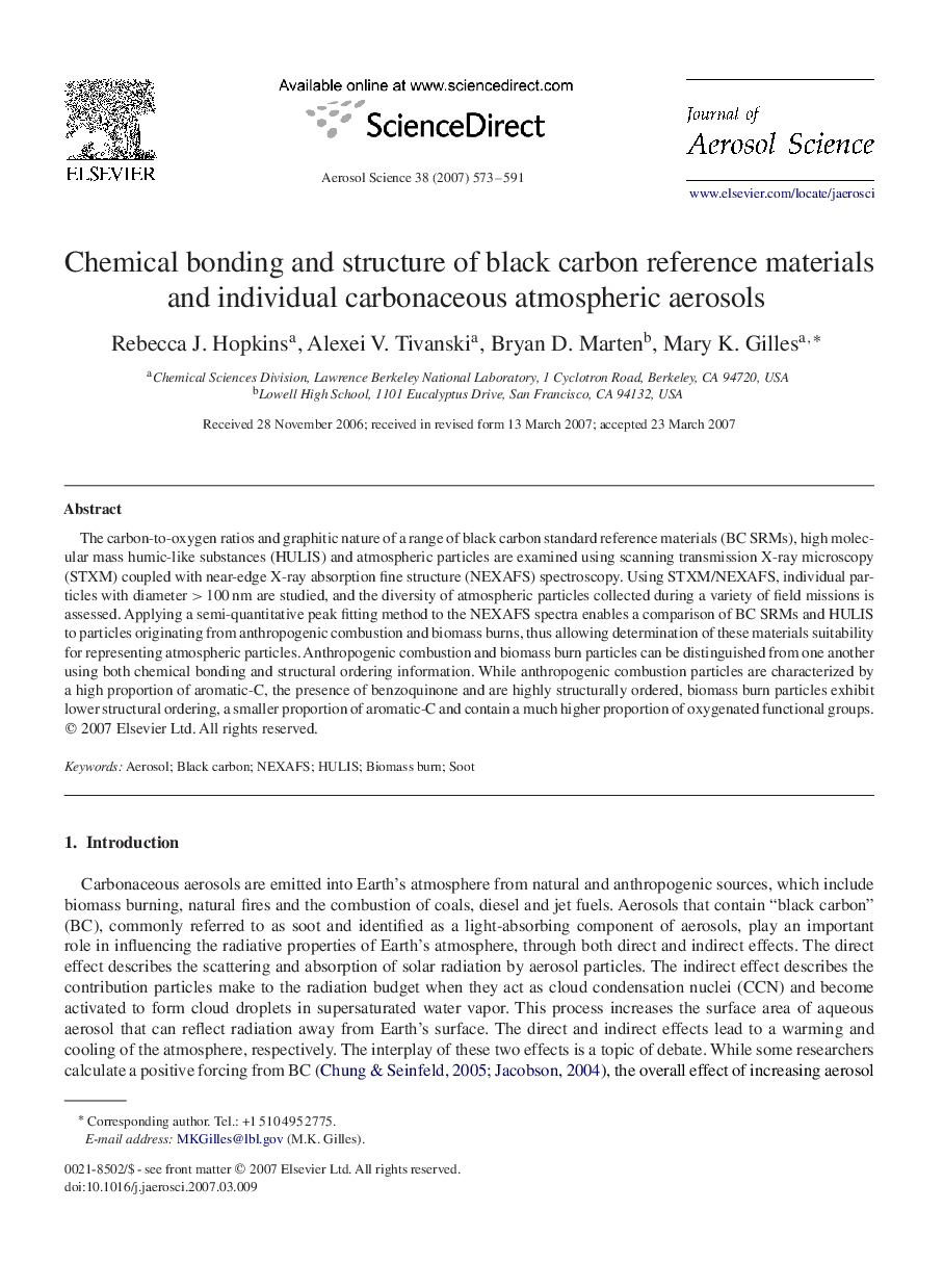 Chemical bonding and structure of black carbon reference materials and individual carbonaceous atmospheric aerosols