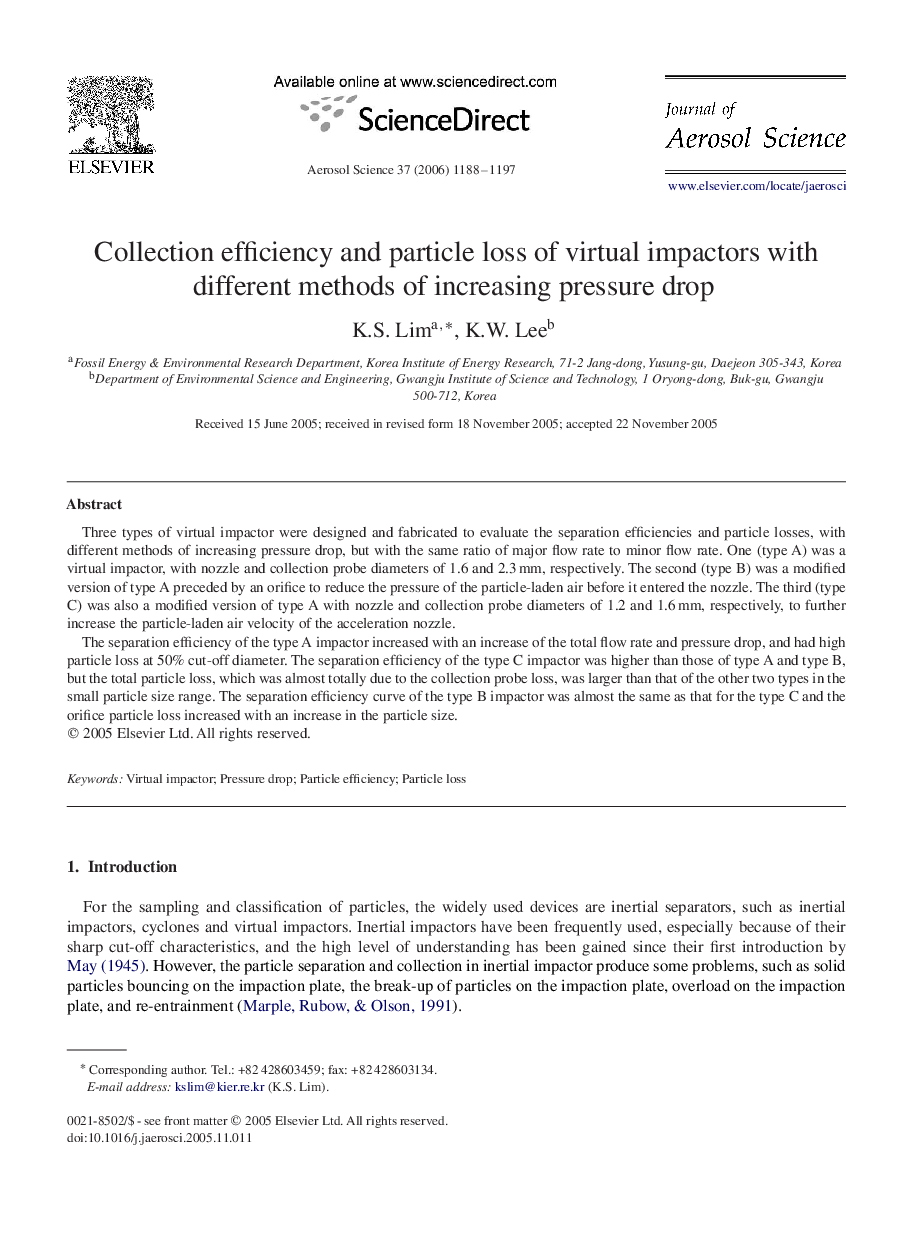 Collection efficiency and particle loss of virtual impactors with different methods of increasing pressure drop