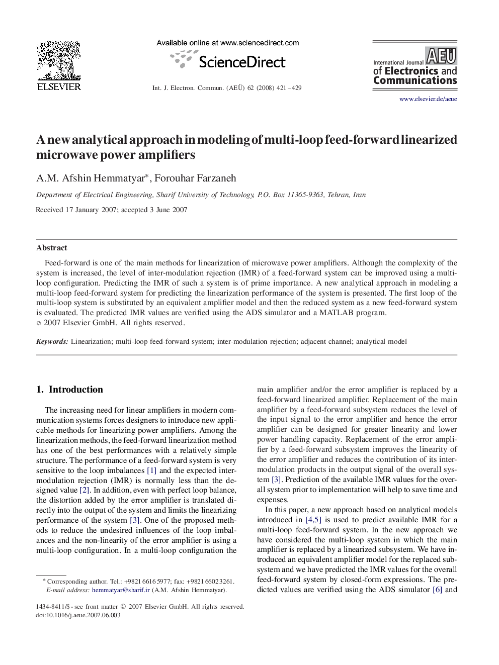 A new analytical approach in modeling of multi-loop feed-forward linearized microwave power amplifiers