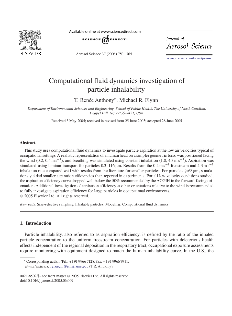 Computational fluid dynamics investigation of particle inhalability