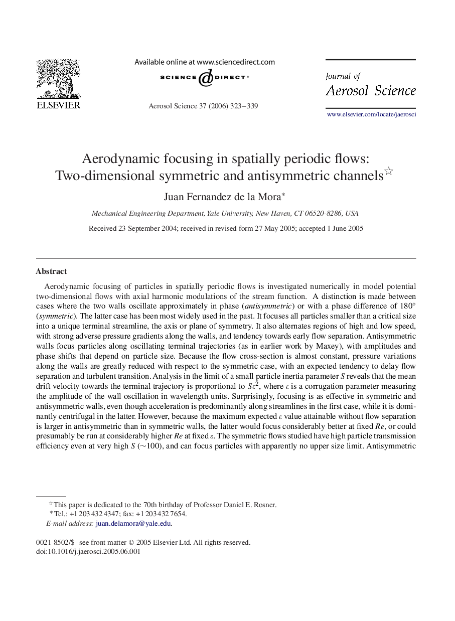 Aerodynamic focusing in spatially periodic flows: Two-dimensional symmetric and antisymmetric channels 