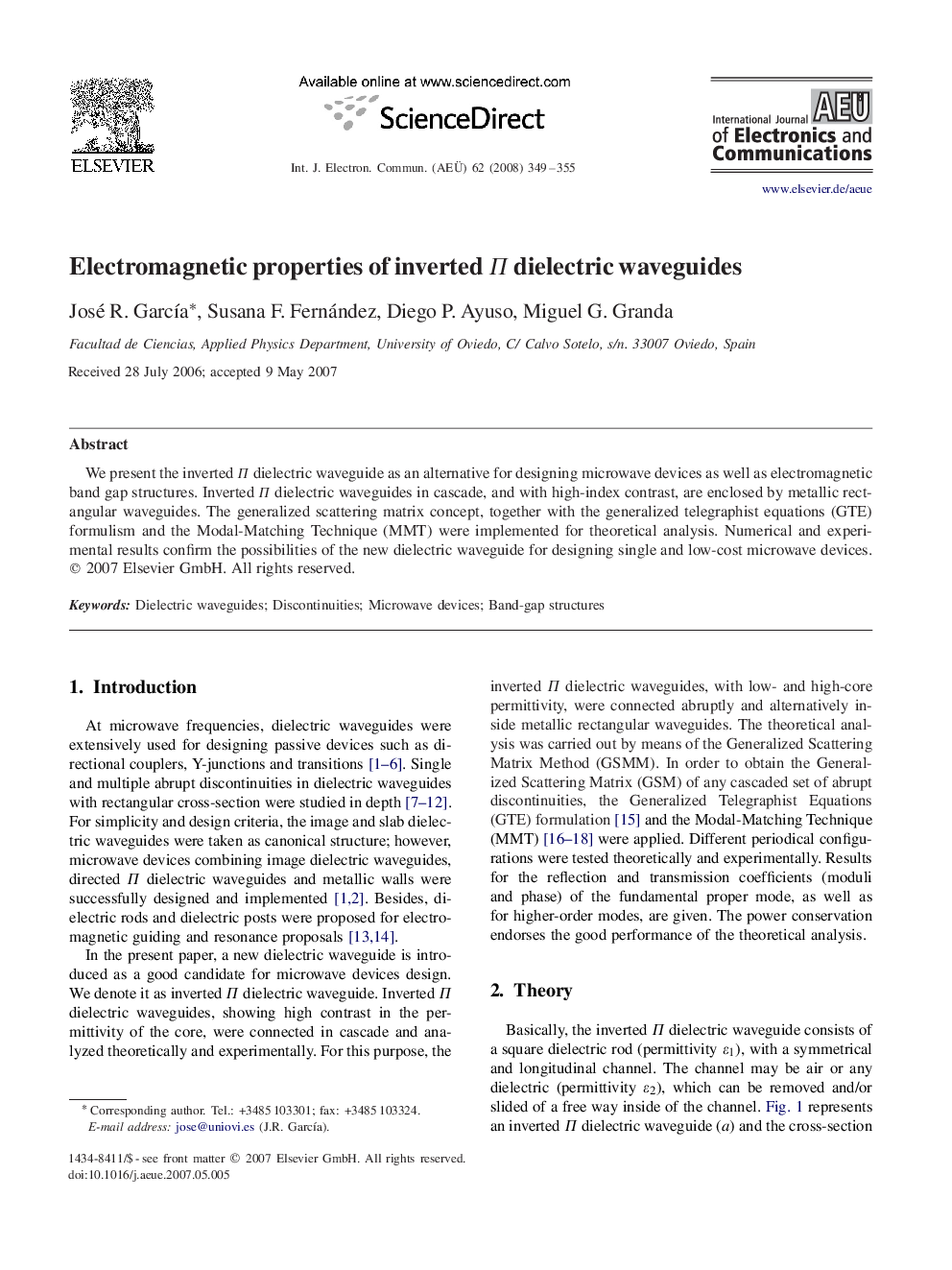 Electromagnetic properties of inverted ΠΠ dielectric waveguides