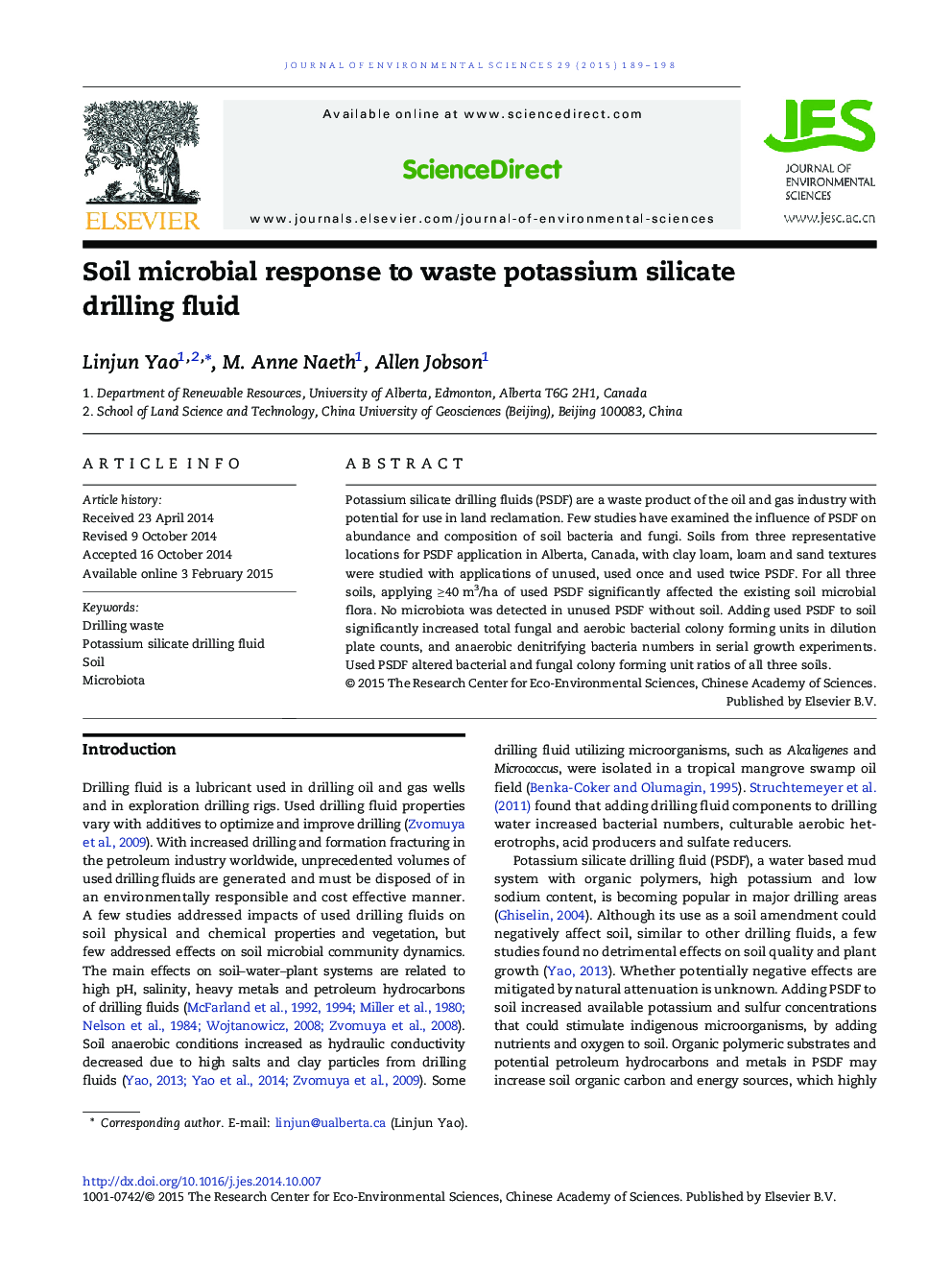 Soil microbial response to waste potassium silicate drilling fluid