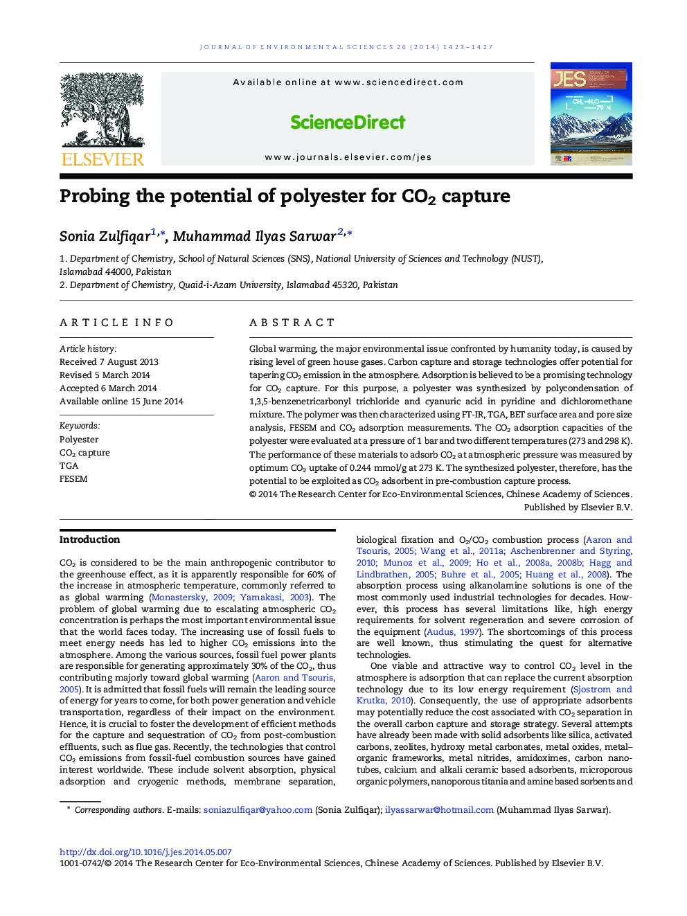 Probing the potential of polyester for CO2 capture