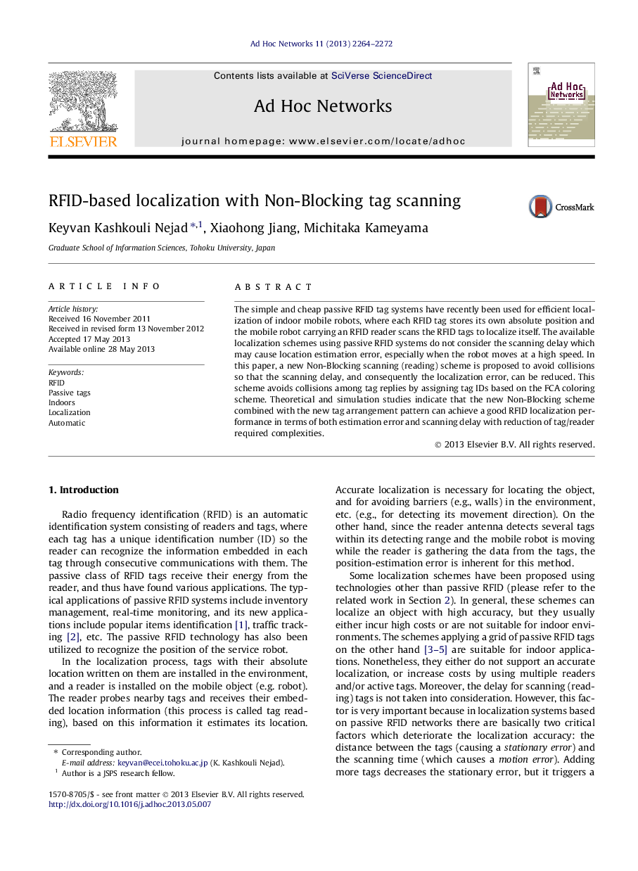 RFID-based localization with Non-Blocking tag scanning