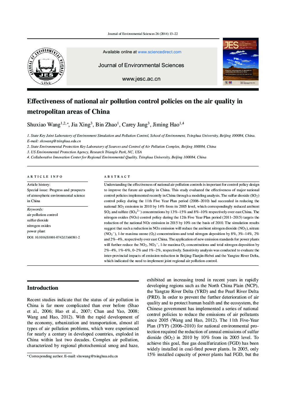 Effectiveness of national air pollution control policies on the air quality in metropolitan areas of China 