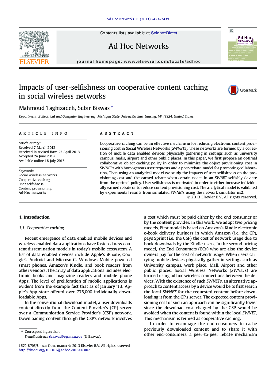 Impacts of user-selfishness on cooperative content caching in social wireless networks