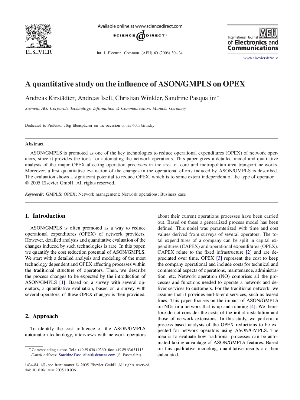 A quantitative study on the influence of ASON/GMPLS on OPEX