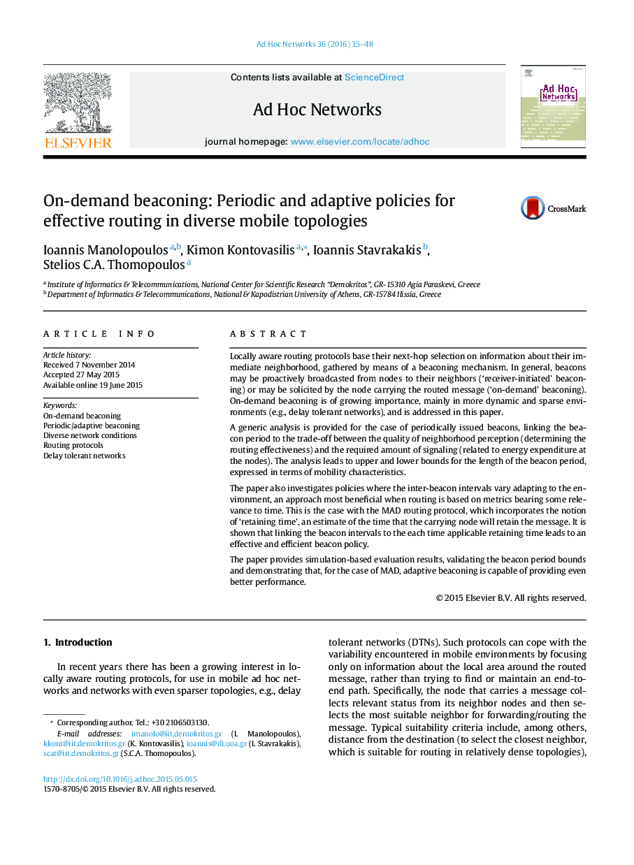 On-demand beaconing: Periodic and adaptive policies for effective routing in diverse mobile topologies