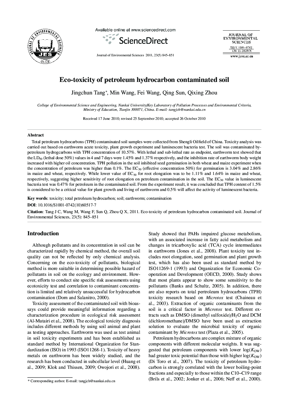 Eco-toxicity of petroleum hydrocarbon contaminated soil