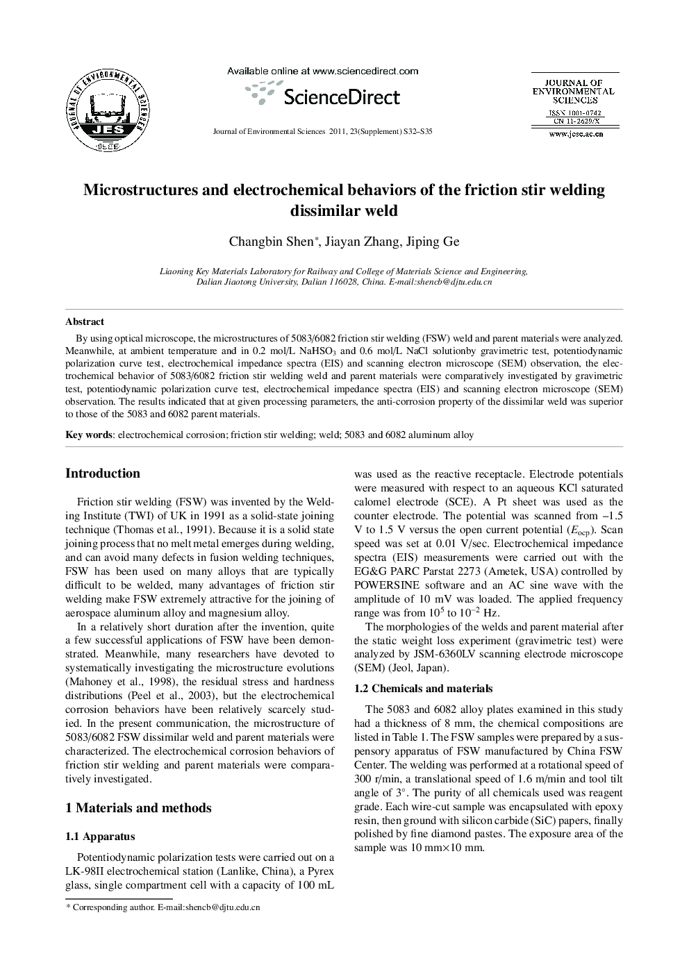 Microstructures and electrochemical behaviors of the friction stir welding dissimilar weld