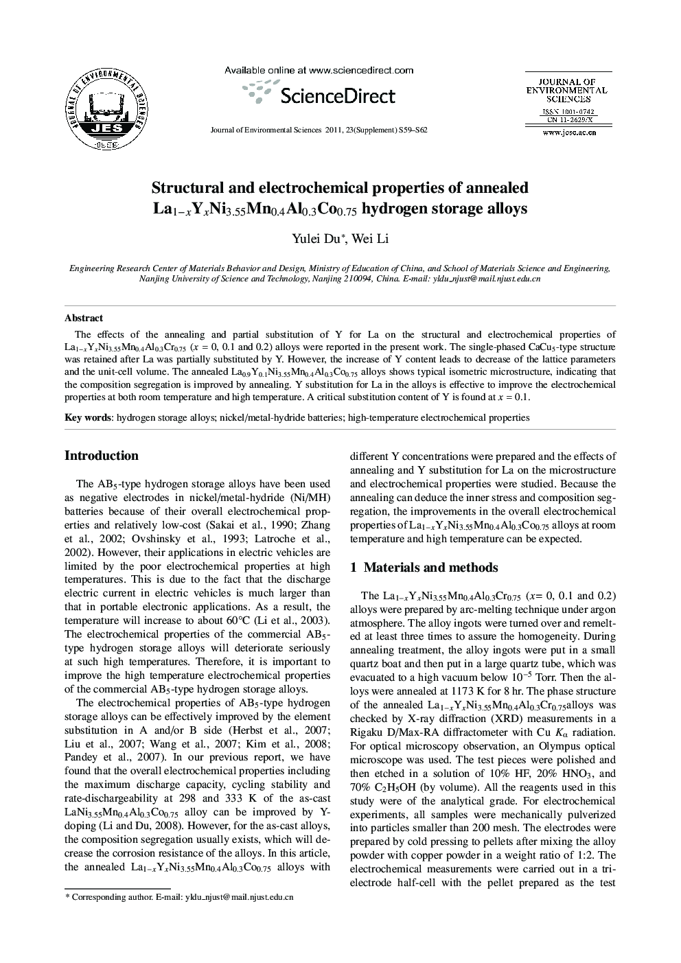 Structural and electrochemical properties of annealed La1-xYxNi3.55Mno.4Alo.3Coo.75 hydrogen storage alloys