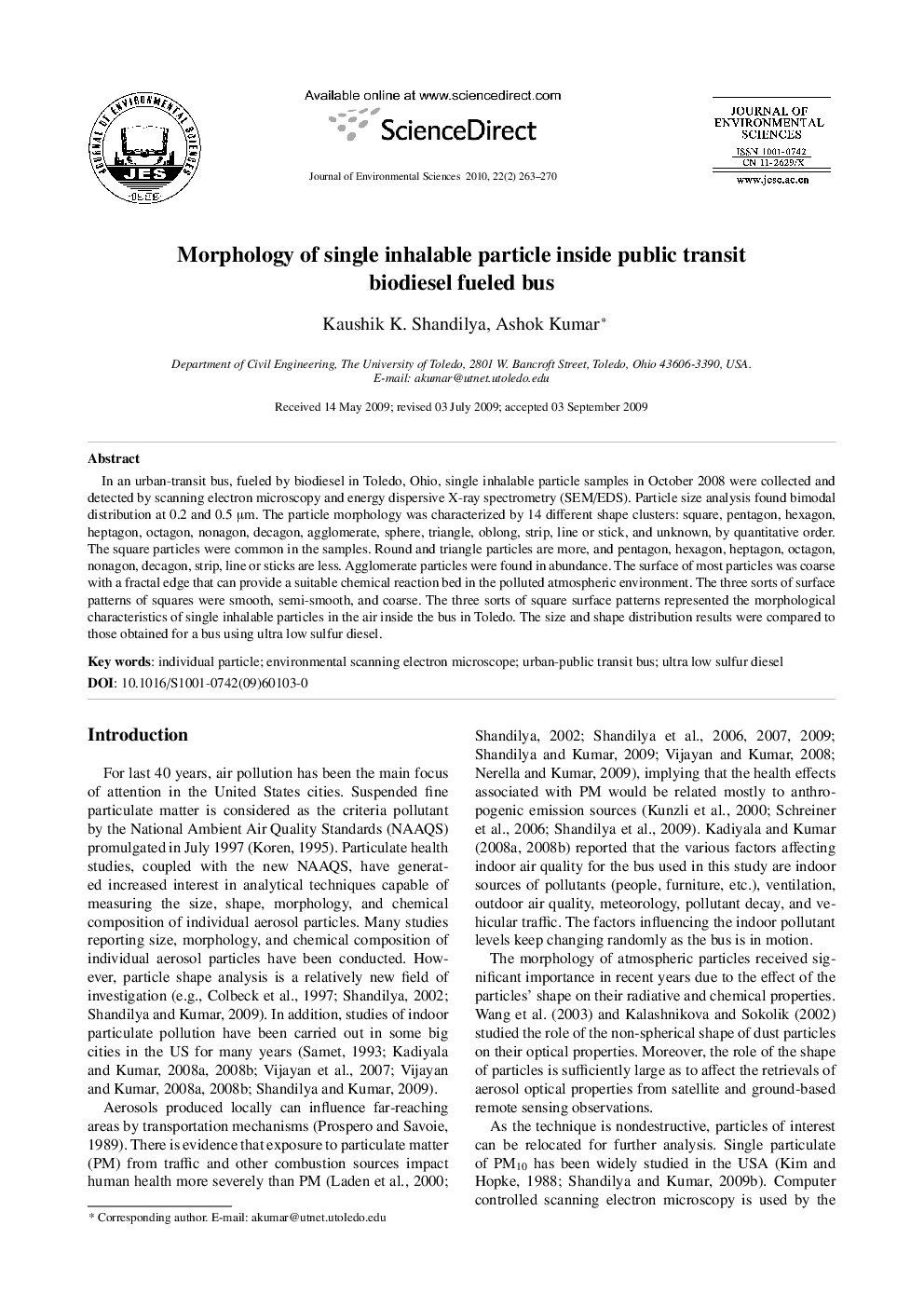 Morphology of single inhalable particle inside public transit biodiesel fueled bus