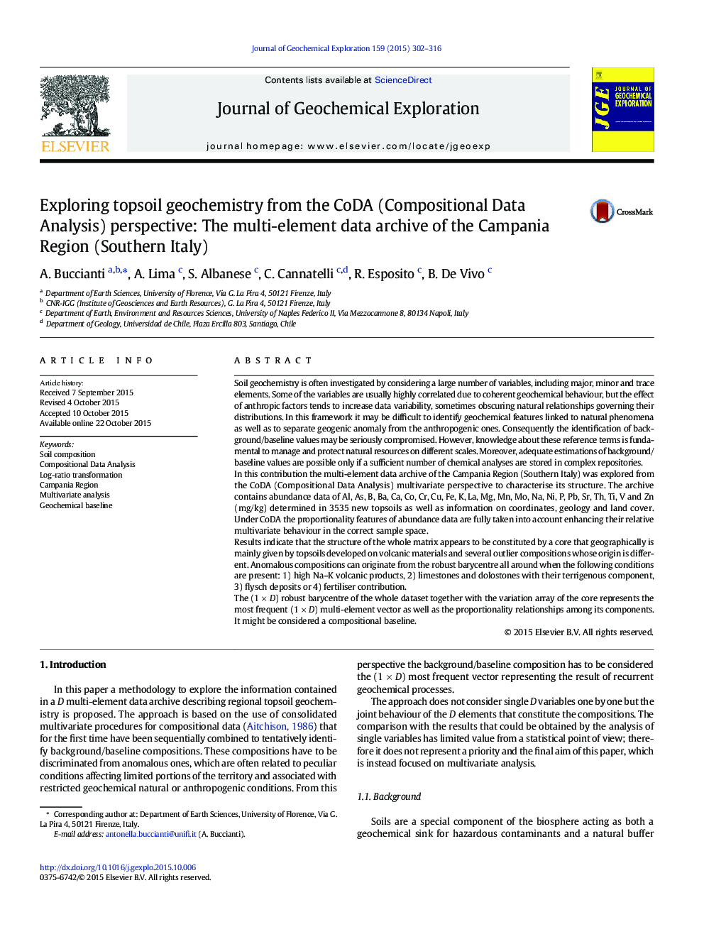 Exploring topsoil geochemistry from the CoDA (Compositional Data Analysis) perspective: The multi-element data archive of the Campania Region (Southern Italy)