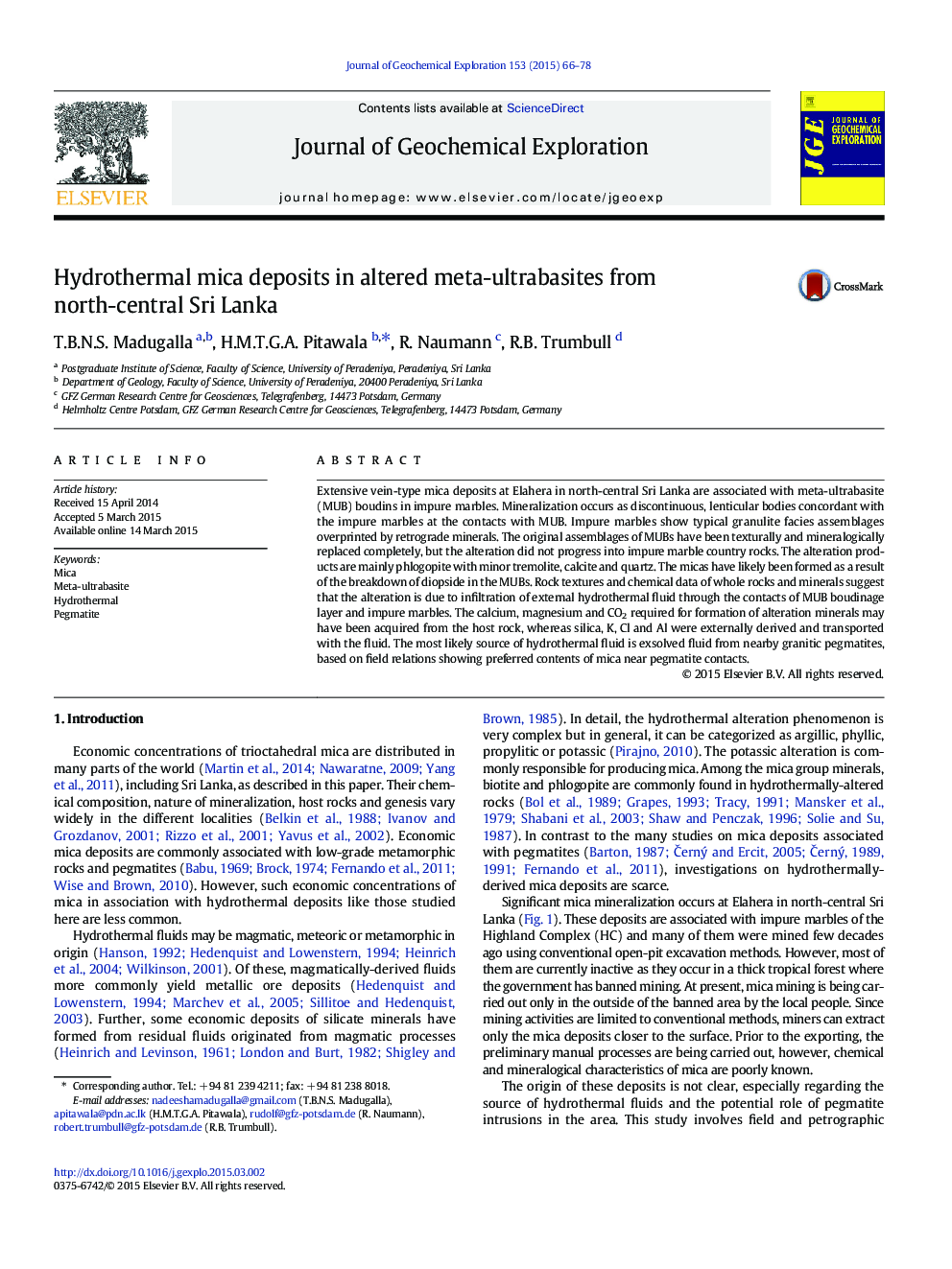 Hydrothermal mica deposits in altered meta-ultrabasites from north-central Sri Lanka