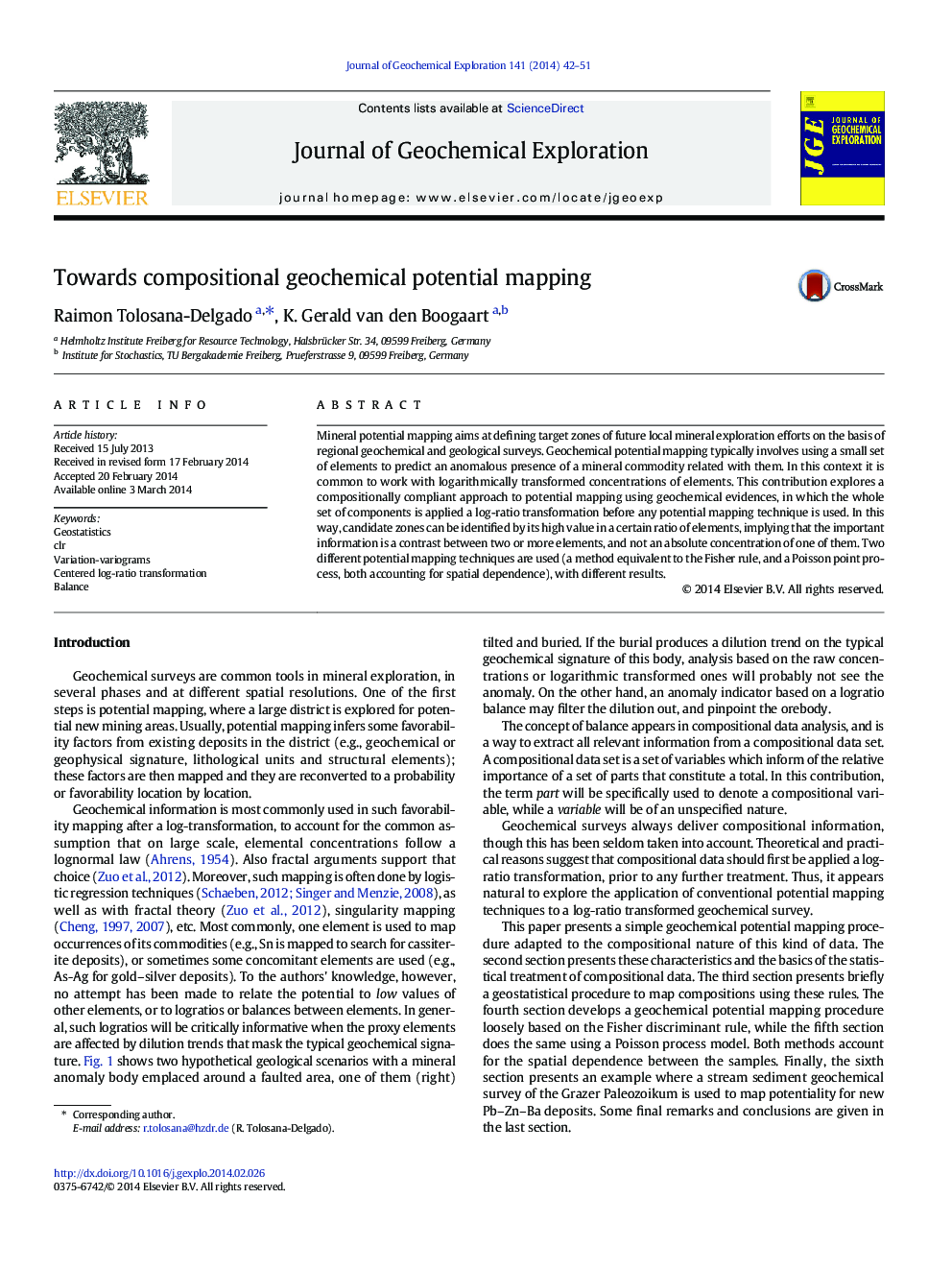 Towards compositional geochemical potential mapping