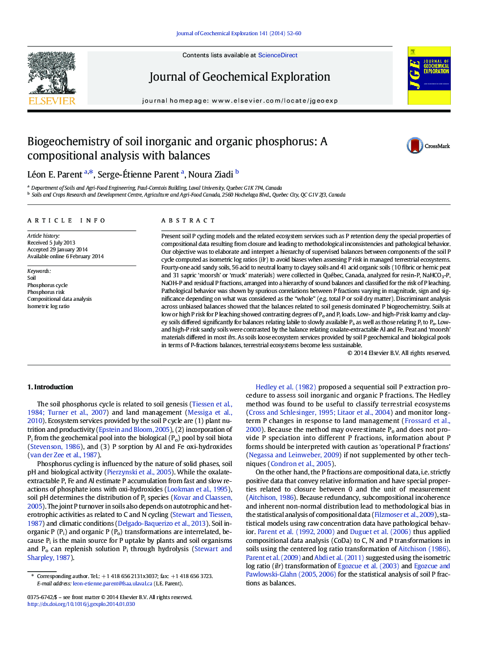 Biogeochemistry of soil inorganic and organic phosphorus: A compositional analysis with balances