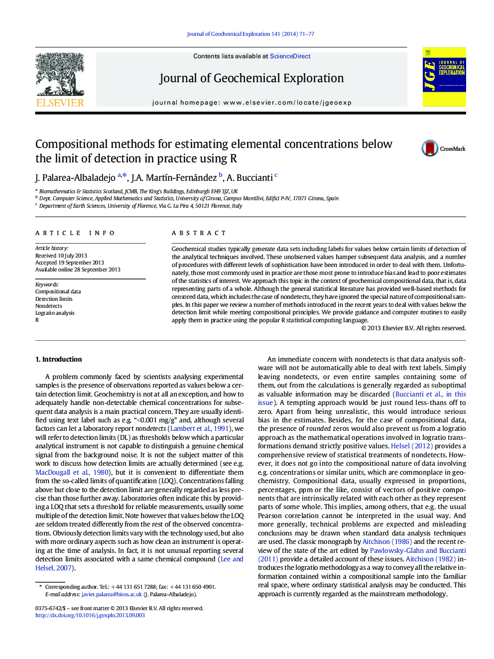 Compositional methods for estimating elemental concentrations below the limit of detection in practice using R