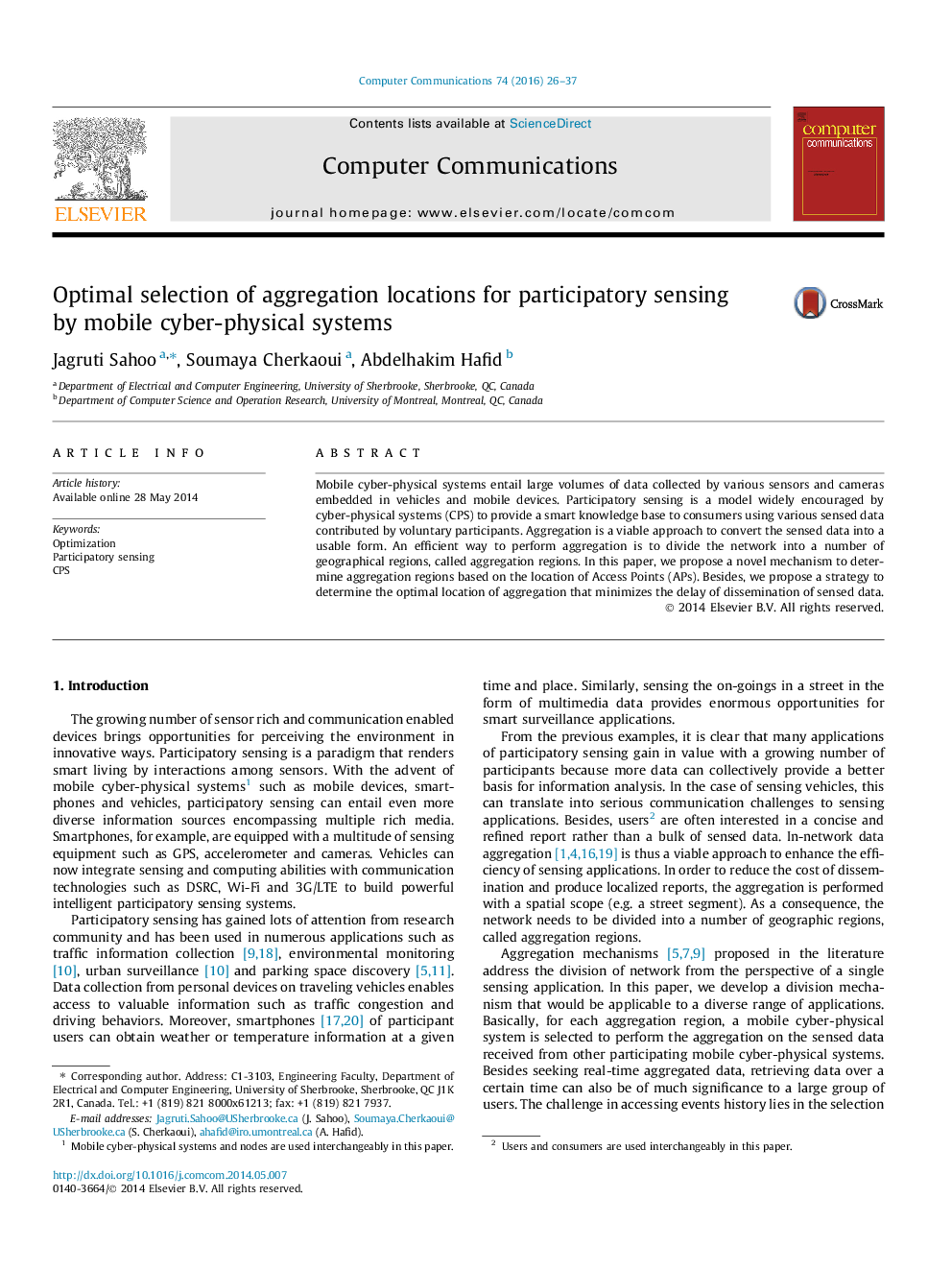 Optimal selection of aggregation locations for participatory sensing by mobile cyber-physical systems