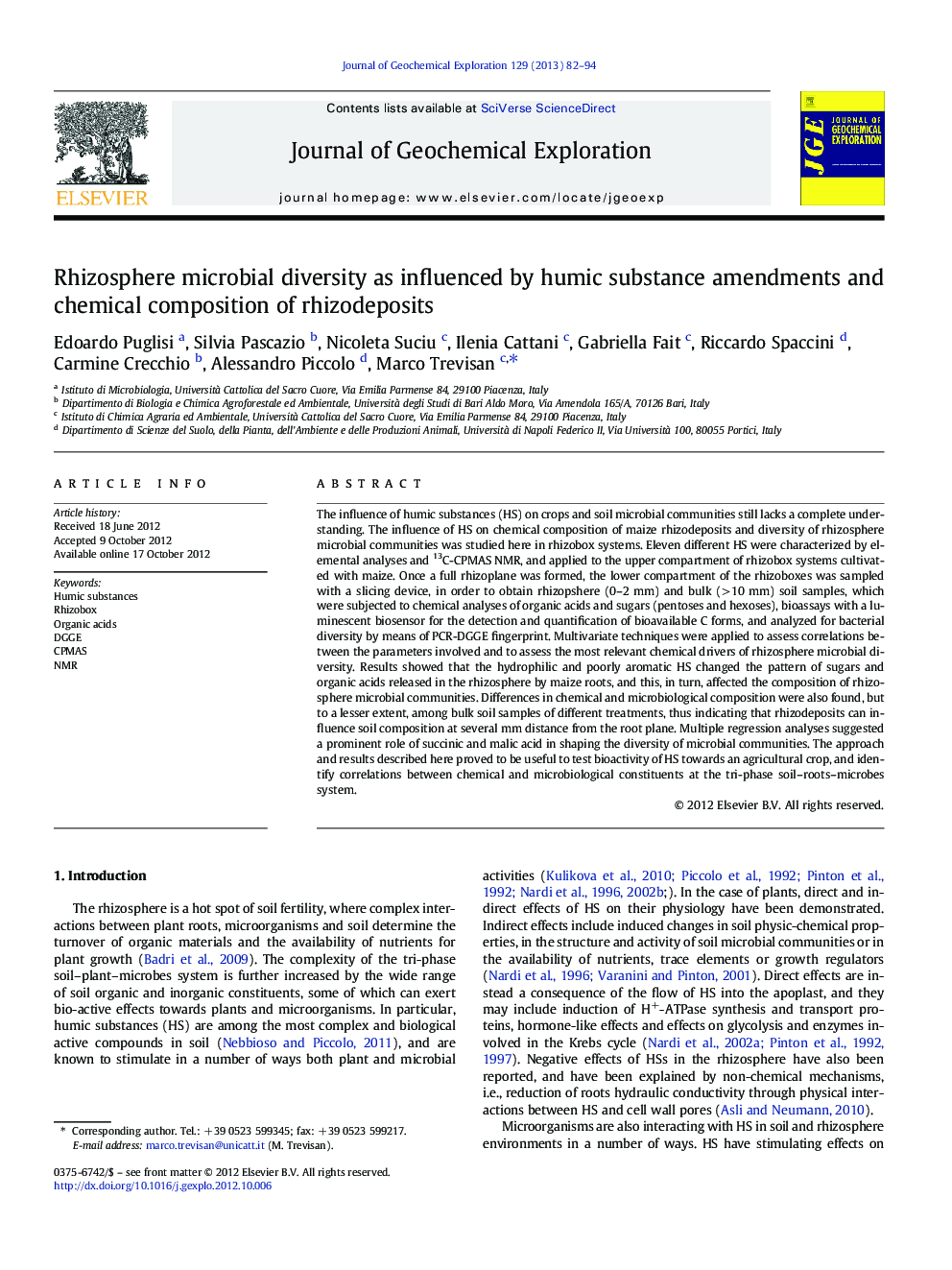 Rhizosphere microbial diversity as influenced by humic substance amendments and chemical composition of rhizodeposits