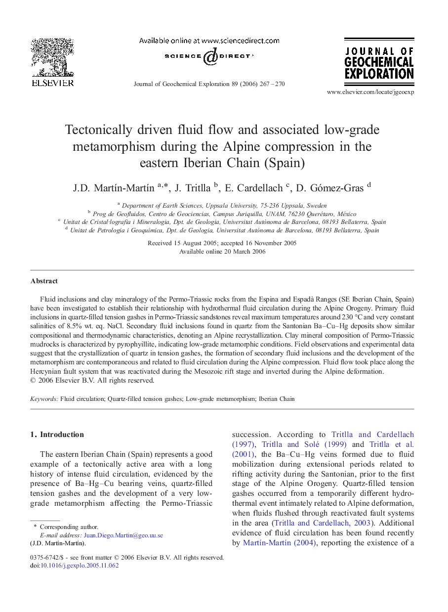 Tectonically driven fluid flow and associated low-grade metamorphism during the Alpine compression in the eastern Iberian Chain (Spain)