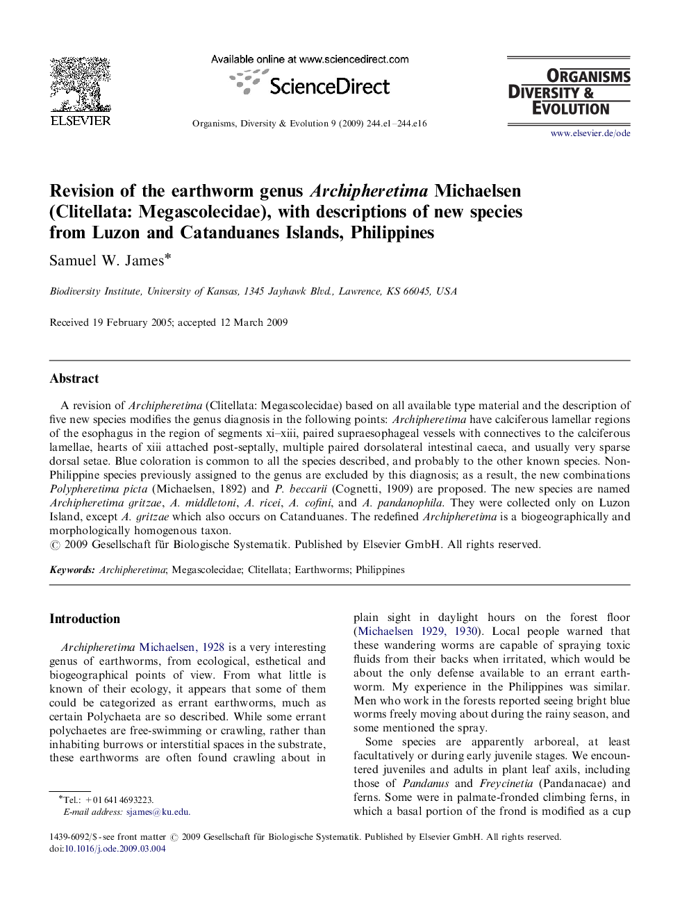 Revision of the earthworm genus Archipheretima Michaelsen (Clitellata: Megascolecidae), with descriptions of new species from Luzon and Catanduanes Islands, Philippines