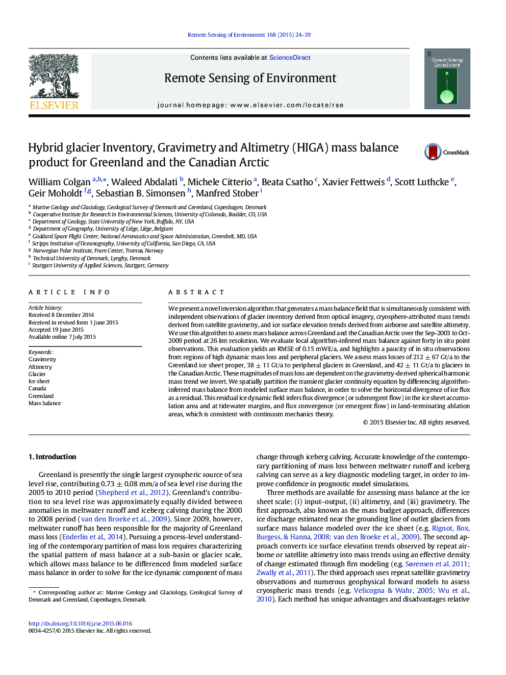 Hybrid glacier Inventory, Gravimetry and Altimetry (HIGA) mass balance product for Greenland and the Canadian Arctic