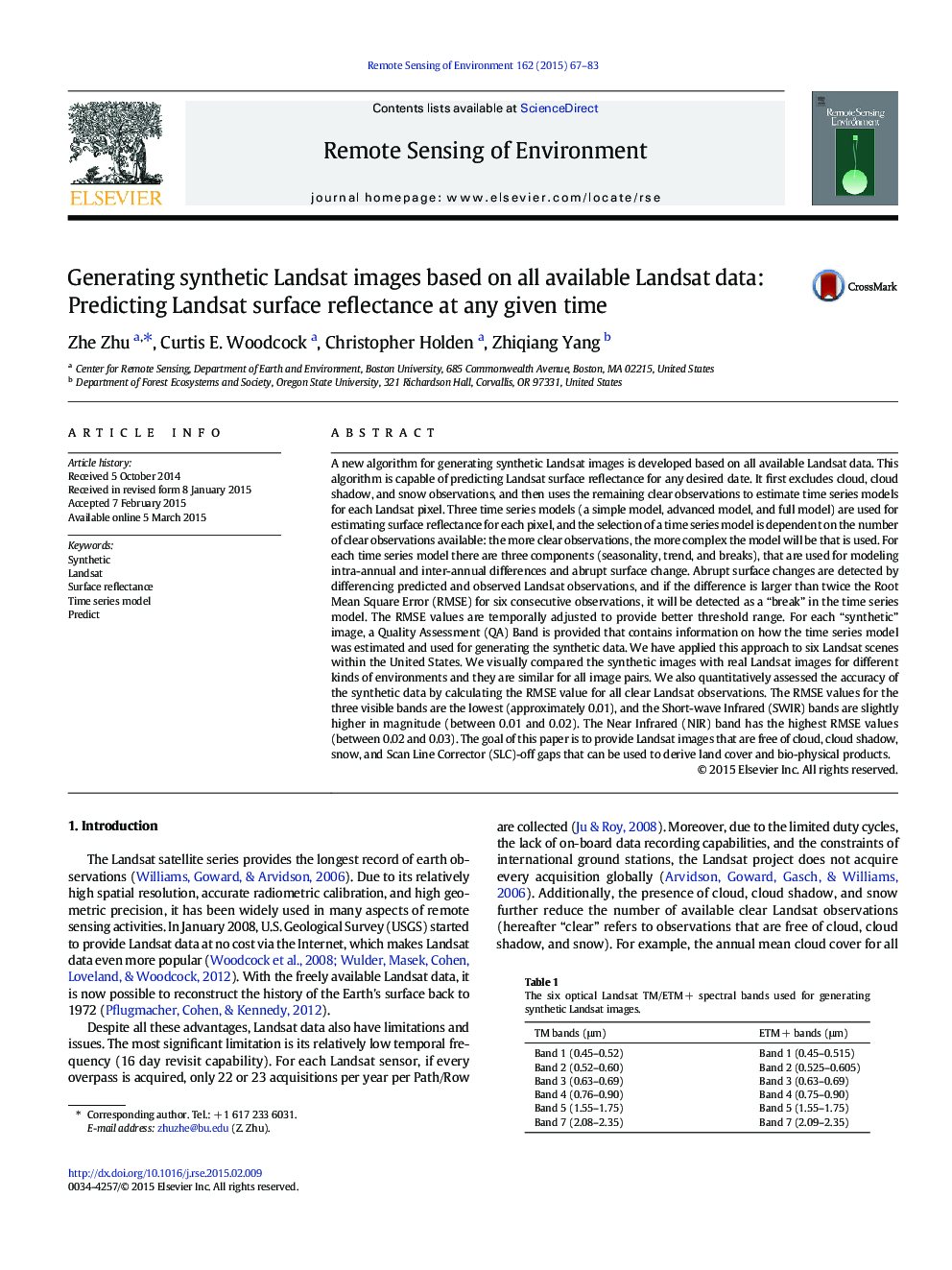 Generating synthetic Landsat images based on all available Landsat data: Predicting Landsat surface reflectance at any given time