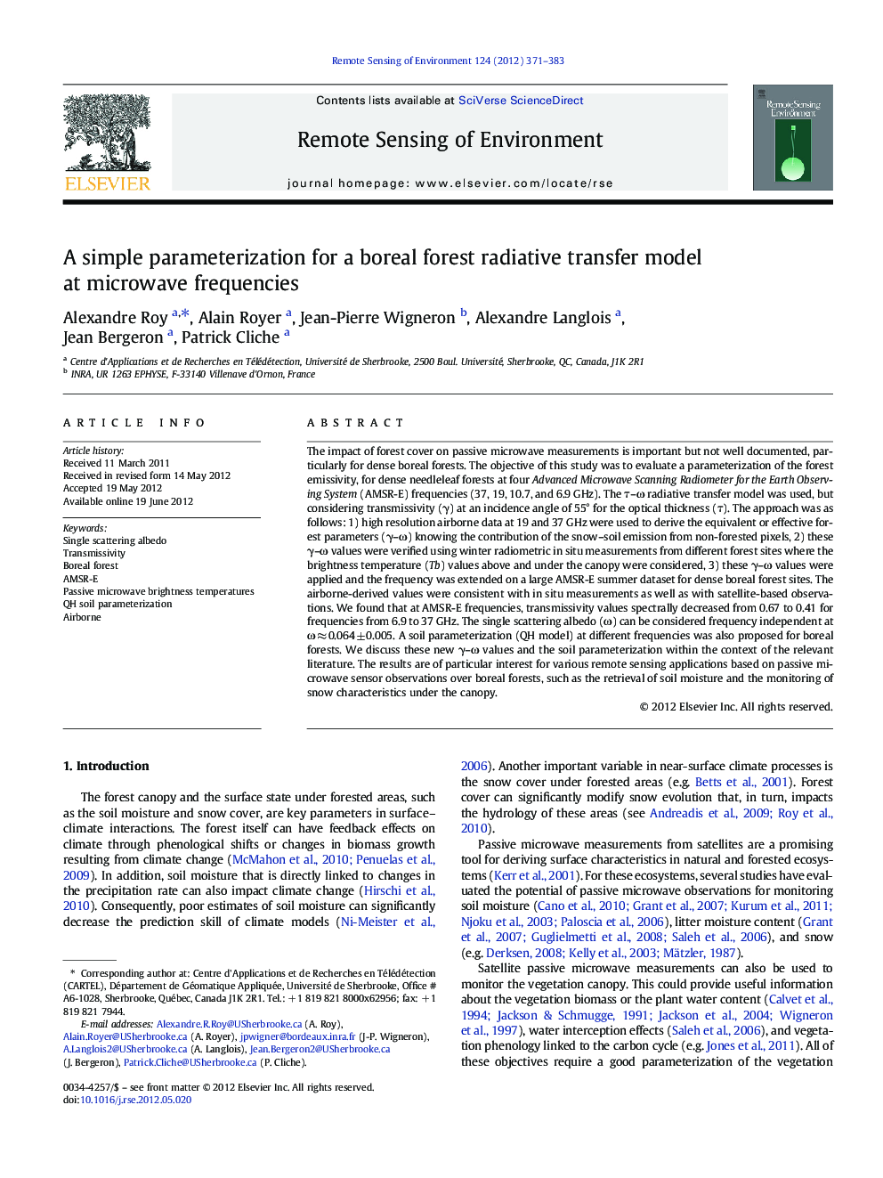 A simple parameterization for a boreal forest radiative transfer model at microwave frequencies